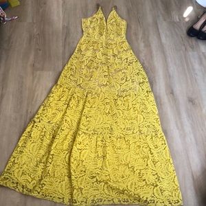 Yellow gold long lace dress